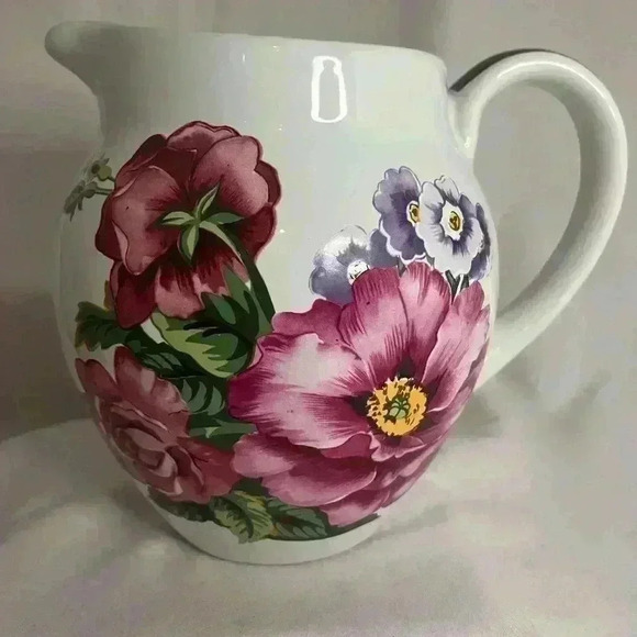 Large Floral  ceramic pitcher/jug - Picture 2 of 6